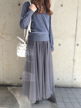 「fifth（フィフス）の[低身長サイズ有]チュールロングスカート（スカート）」を使った、fifthスタッフさん（レディース・150cm）の春コーディネート