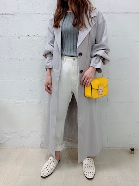 「アイテム（トレンチコート）」を使った、fifthスタッフさん（レディース・150cm）の春コーディネート