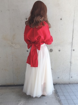 「fifth（フィフス）の[低身長サイズ有]チュールロングスカート（スカート）」を使った、fifthスタッフさん（レディース・150cm）の春コーディネート