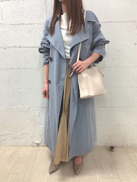 「アイテム（トレンチコート）」を使った、fifthスタッフさん（レディース・150cm）の春コーディネート