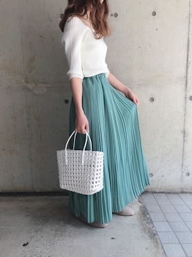 「アイテム（バレエシューズ）」を使った、fifthスタッフさん（レディース・150cm）の春コーディネート