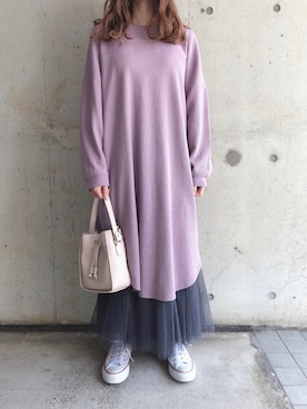 「fifth（フィフス）の[低身長サイズ有]チュールロングスカート（スカート）」を使った、fifthスタッフさん（レディース・150cm）の春コーディネート