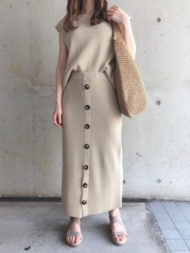 「アイテム（セットアップ）」を使った、fifthスタッフさん（レディース・150cm）の夏コーディネート