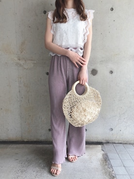 「fifth（フィフス）のアイテム（ハンドバッグ）」を使った、fifthスタッフさん（レディース・150cm）の夏コーディネート