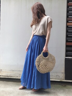 「fifth（フィフス）のアイテム（ハンドバッグ）」を使った、fifthスタッフさん（レディース・150cm）の夏コーディネート