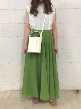 「アイテム（バッグ、ホワイト系）」を使った、fifthスタッフさん（レディース・150cm）の夏コーディネート