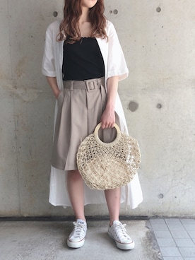 「アイテム（キャミソール、ブラック系）」を使った、fifthスタッフさん（レディース・150cm）の夏コーディネート