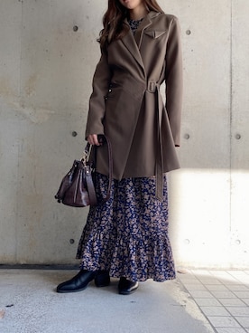 「アイテム（ライダースジャケット）」を使った、fifthスタッフさん（レディース・150cm）の秋コーディネート