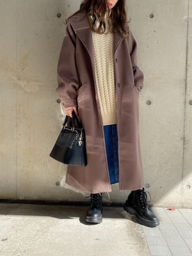 「オーバーコート」｜「アイテム（トレンチコート）」を使った、fifthスタッフさん（レディース・150cm）の冬コーディネート