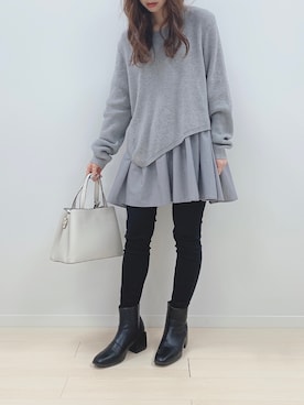 「Edit Sheen（エディットシーン）のアイテム（ハンドバッグ）」を使った、fifthスタッフさん（レディース・150cm）の冬コーディネート