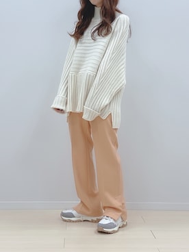 「fifth（フィフス）のアイテム（パンツ）」を使った、fifthスタッフさん（レディース・150cm）の冬コーディネート