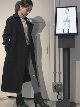 「スキニー」｜「アイテム（ピーコート）」を使った、sunnyさん（レディース・160cm）の秋コーディネート