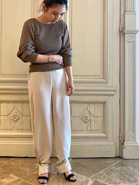 「アイテム（トップス、ブラウン系）」を使った、Enchainement Staffさん（レディース・153cm）の夏コーディネート