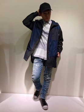 「DIESEL BLACK GOLD（ディーゼル ブラック ゴールド）のアイテム（デニムジャケット、ブルー系）」を使った、TAKAYUKIさん（メンズ・168cm）の春コーディネート