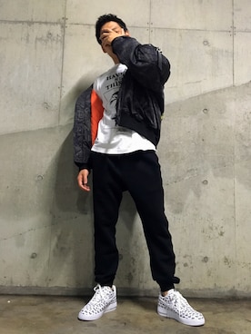 「DIESEL（ディーゼル）のアイテム（MA-1）」を使った、TAKAYUKIさん（メンズ・168cm）の秋コーディネート