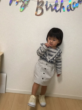 「アイテム（スカート）」を使った、shio♡さん（キッズ・90cm）の秋コーディネート