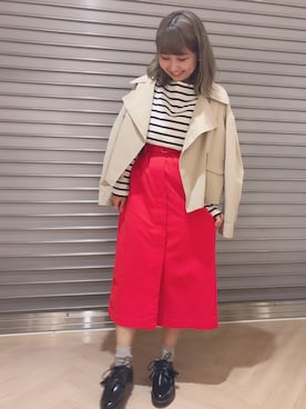 「archives（アルシーヴ）のアイテム（ライダースジャケット）」を使った、よなこさん（レディース・149cm）の春コーディネート