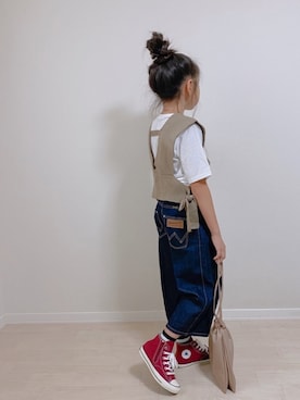 「CLEA（クレア）のアイテム（バッグ）」を使った、N...◡̈❤︎さん（キッズ・120cm）の秋コーディネート