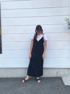 「tinaのアイテム（Tシャツ/カットソー、ホワイト系）」を使った、Mikkoさん（レディース・165cm）の夏コーディネート