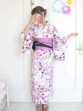 「コーディネート」｜「アイテム（浴衣）」を使った、Ruunaさん（レディース・162cm）の夏コーディネート