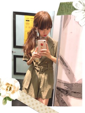 「FOREVER 21」｜「アイテム（オールインワン・サロペット）」を使った、Ruunaさん（レディース・162cm）の夏コーディネート