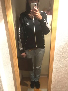 「PUMA（プーマ）のアイテム（ブルゾン）」を使った、Red Bullさん（レディース・168cm）の秋コーディネート