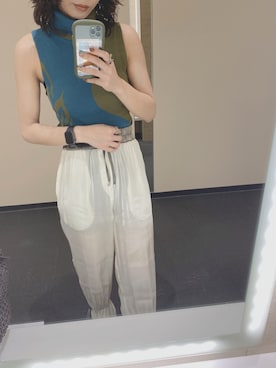 「JUEMI（ジュエミ）のアイテム（ニット/セーター、ブルー系）」を使った、kana.さん（レディース・160cm）の夏コーディネート