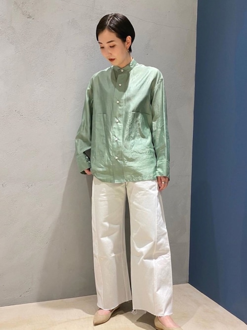 INSCRIRE（アンスクリア）の「＜INSCRIRE＞シルクスタンドカラーシャツ