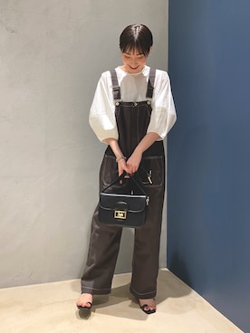 「Curensology（カレンソロジー）のアイテム（サロペット/オーバーオール）」を使った、kyokoさん（レディース・165cm）の秋コーディネート