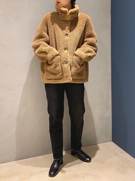 「Curensology（カレンソロジー）のアイテム（ムートンコート）」を使った、kyokoさん（レディース・165cm）の冬コーディネート