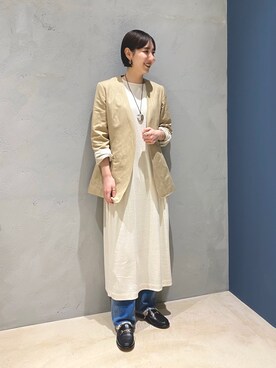 「Curensology（カレンソロジー）のアイテム（ノーカラージャケット）」を使った、kyokoさん（レディース・165cm）の春コーディネート