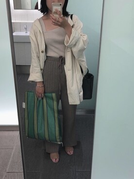 「w closet」｜「アイテム（ノーカラージャケット）」を使った、こち。さん（レディース・150cm）の夏コーディネート