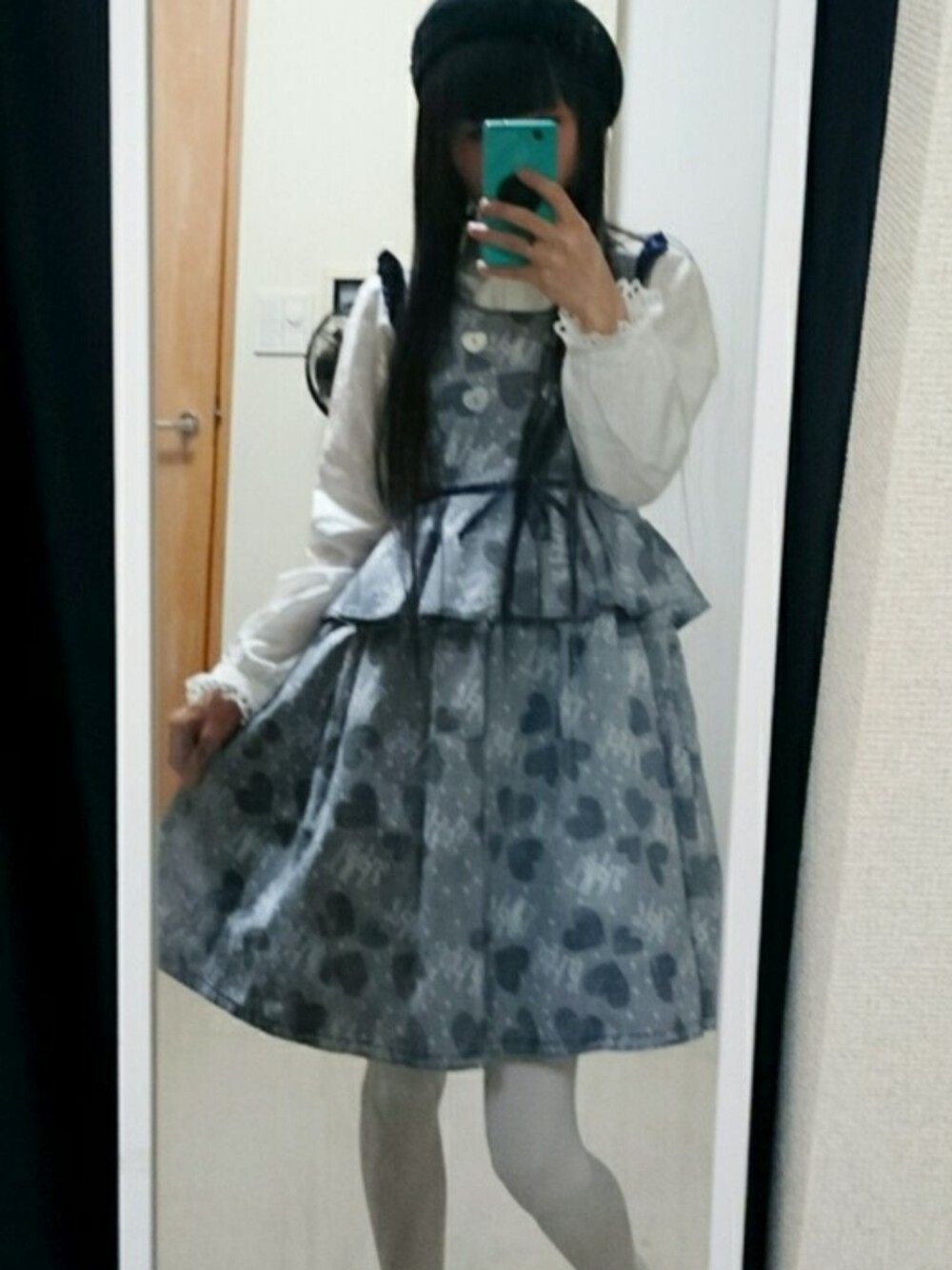 「ロリィタ、Shirley temple、milk」｜「MILKのアイテム（ハンチング/ベレー帽、ブラック系）」を使った、にゃん。さん（レディース・150cm）の春コーディネートの1枚目の写真