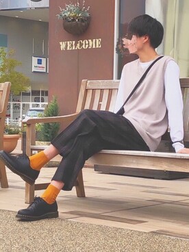 「Tabio（タビオ）のTabio MEN/ メンズ 太リブショートソックス（ソックス/靴下）」を使った、アスカさん（メンズ・180cm）の春コーディネート