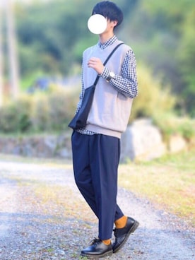 「Tabio（タビオ）のTabio MEN/ メンズ 太リブショートソックス（ソックス/靴下）」を使った、アスカさん（メンズ・180cm）の春コーディネート