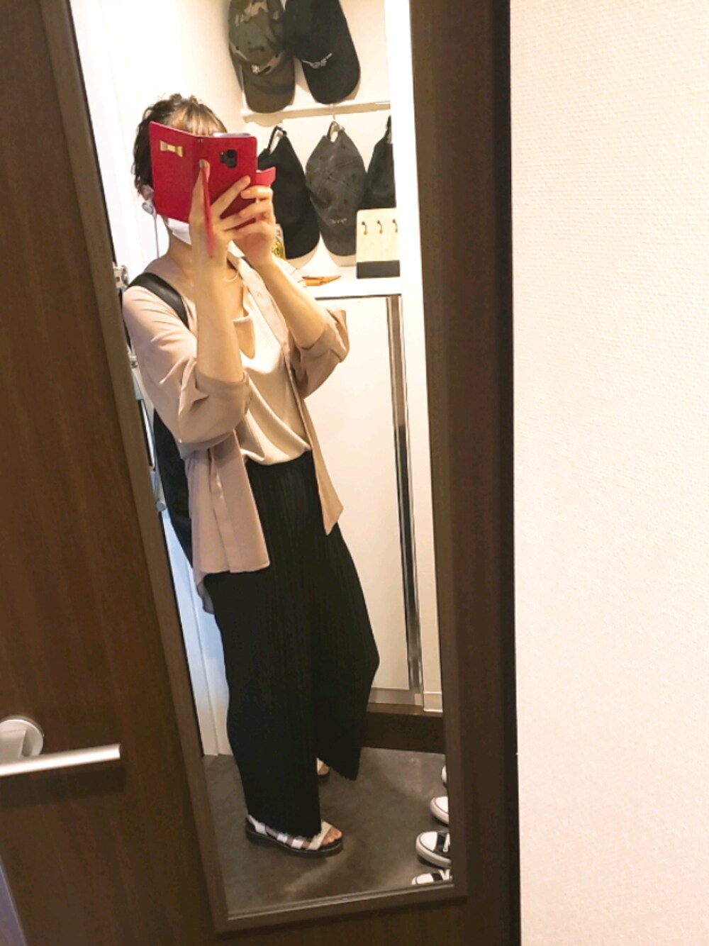 「SpRay PREMIUMのアイテム（アンサンブル、ブラウン系）」を使った、HINMIさん（レディース・160cm）の夏コーディネートの1枚目の写真