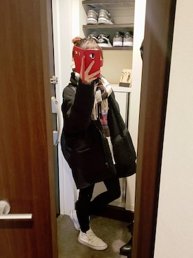 「UNIQLO（ユニクロ）のフリースノーカラーコート（その他アウター）」を使った、HINMIさん（レディース・160cm）の冬コーディネート