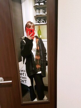「UNIQLO（ユニクロ）のフリースノーカラーコート（その他アウター）」を使った、HINMIさん（レディース・160cm）の冬コーディネート
