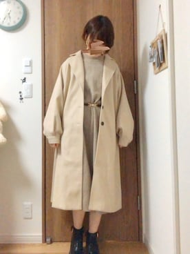 「アイテム（ステンカラーコート）」を使った、  tomomiさん（レディース・163cm・20代）の冬コーディネート
