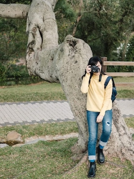 「ESPRIT（エスプリ）のアイテム（トップス）」を使った、Chi-ting Yuさん（レディース・160cm）の春コーディネート