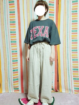 おみくさんの「綿アソートロゴTシャツ【niko and ...】」を使ったコーディネート