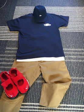 「Pilgrim Surf Supply（ピルグリムサーフサプライ）のアイテム（キャップ）」を使った、moranmanさん（メンズ・168cm）の春コーディネート