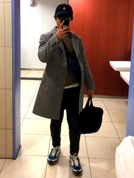 「コーデュロイキャップ」｜「アイテム（チェスターコート）」を使った、naoki.さん（メンズ・169cm）の冬コーディネート