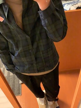 「DANTON（ダントン）の【DANTON/ダントン】 NYLON TAFFETA チェックカバーオール（カバーオール、ブラック系）」を使った、みくぽんさん（メンズ・178cm）の春コーディネート