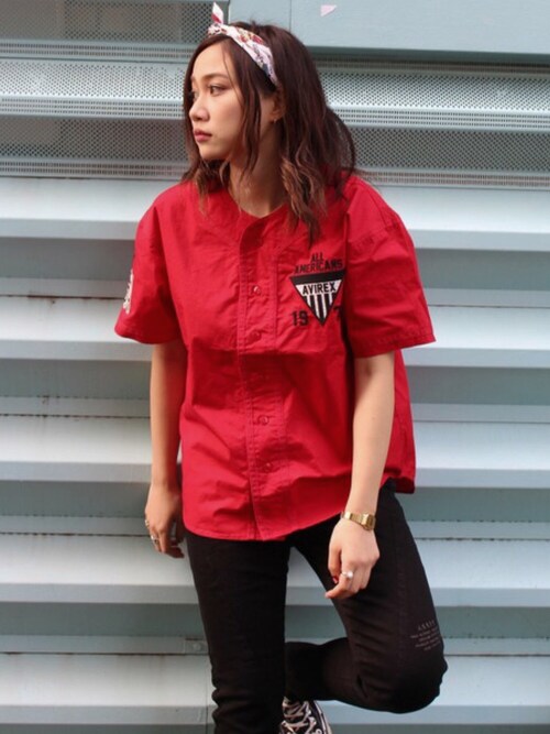 Yurika Muroi Avirex 渋谷 Avirexのシャツ ブラウスを使ったコーディネート Wear