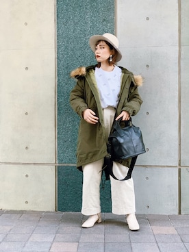 「AVIREX（アヴィレックス）のアイテム（モッズコート）」を使った、yurika   muroiさん（レディース・164cm）の冬コーディネート