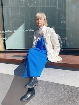 「アイテム（ミリタリージャケット、ホワイト系）」を使った、yurika   muroiさん（レディース・164cm）の冬コーディネート