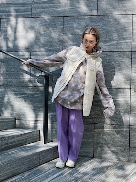 「ラベンダー」｜「アイテム（ジャケット/アウター）」を使った、yurika   muroiさん（レディース・164cm）の冬コーディネート