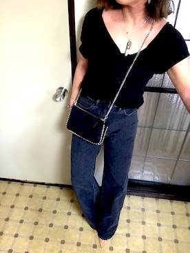 「EGOIST（エゴイスト）のアイテム（Tシャツ/カットソー）」を使った、AKI 𖤓さん（レディース・163cm）の夏コーディネート