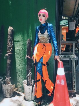 「no brand（ノーブランド）のアイテム（オールインワン・サロペット）」を使った、WEDNESDAYさん（レディース・163cm）の夏コーディネート